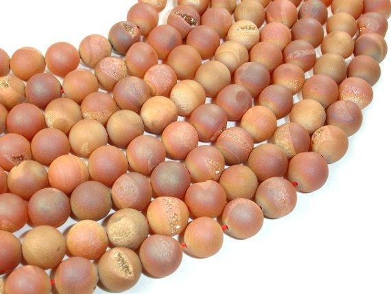 Druzy Agate Beads, Champagne Geode Beads, 10mm Round-Agate: Round & Faceted-BeadXpert