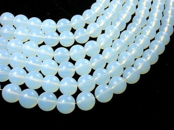 White Opalite Beads, 12 mm Round Beads-Gems: Round & Faceted-BeadXpert