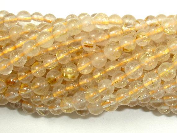 Gold Rutilated Quartz, 5mm Round Beads-Gems: Round & Faceted-BeadXpert