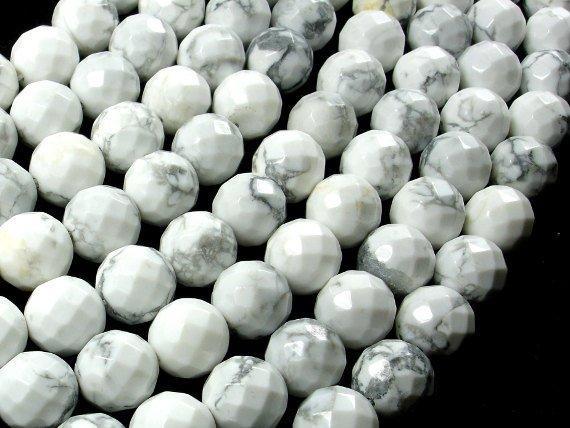 White Howlite, 10 mm Faceted Round Beads-Gems: Round & Faceted-BeadXpert