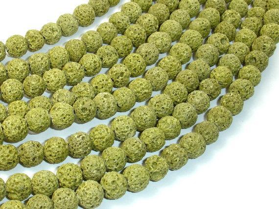 Peridot color Lava Beads, 8mm-Gems: Round & Faceted-BeadXpert