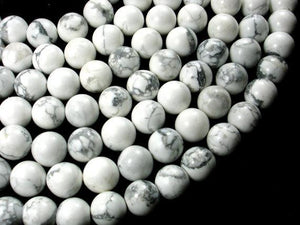 White Howlite, Round beads, 12mm-Gems: Round & Faceted-BeadXpert