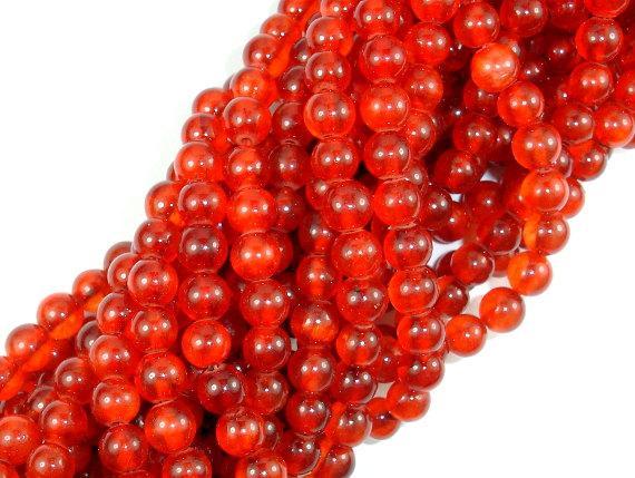 Dyed Jade, Orange Red, 6mm Round Beads-Gems: Round & Faceted-BeadXpert