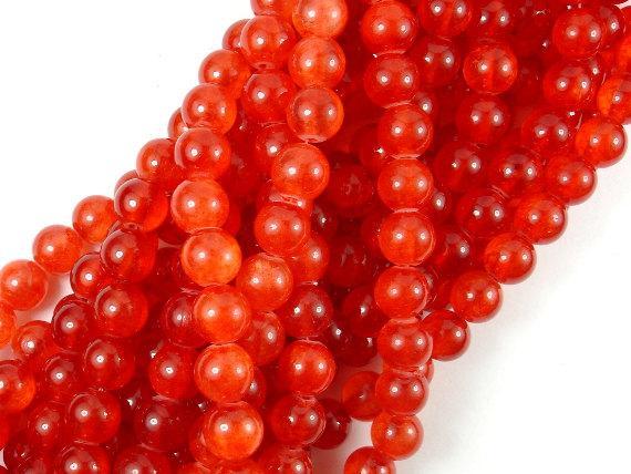 Dyed Jade, Orange Red, 8mm Round Beads-Gems: Round & Faceted-BeadXpert