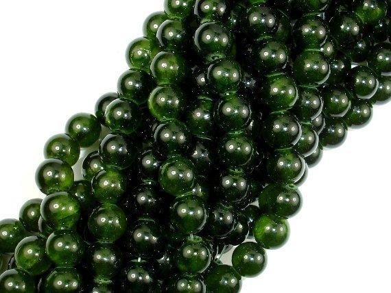 Dyed Jade- Dark Olive Green, 8mm Round Beads-Gems: Round & Faceted-BeadXpert