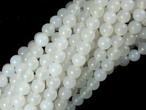 White Agate, 8 mm (8.4 mm) Round Beads-Gems: Round & Faceted-BeadXpert