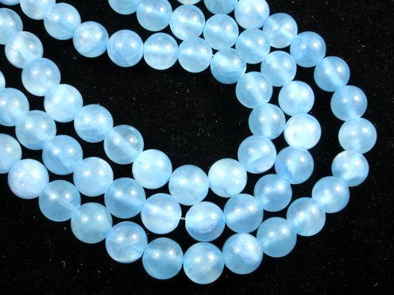 Dyed Jade, Light Blue, 10mm Round Beads-Gems: Round & Faceted-BeadXpert