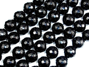 Black Onyx Beads, 12mm Faceted Round, 14.5 Inch-Gems: Round & Faceted-BeadXpert