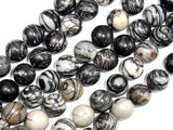 Black Line Jasper, Silk Stone, Spider Web Jasper, 12mm Round Beads-Gems: Round & Faceted-BeadXpert