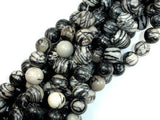 Black Line Jasper, Silk Stone, Spider Web Jasper, 12mm Round Beads-Gems: Round & Faceted-BeadXpert