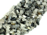 Black Rutilated Quartz, 4mm - 9mm Chips Beads, Long full strand-Gems: Nugget,Chips,Drop-BeadXpert