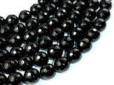 Black Onyx Beads, 14mm (13.8 mm) Faceted Round-Gems: Round & Faceted-BeadXpert
