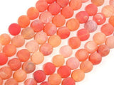 Frosted Matte Agate Beads, Orange, 10mm Round Beads-Agate: Round & Faceted-BeadXpert