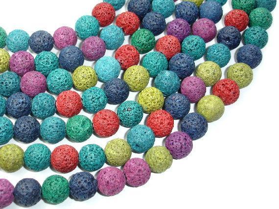 Lava Beads, Multicolored, 10mm Round Beads-Gems: Round & Faceted-BeadXpert
