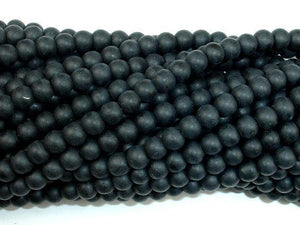 Matte Black Stone, 4.5mm Round Beads-Gems: Round & Faceted-BeadXpert