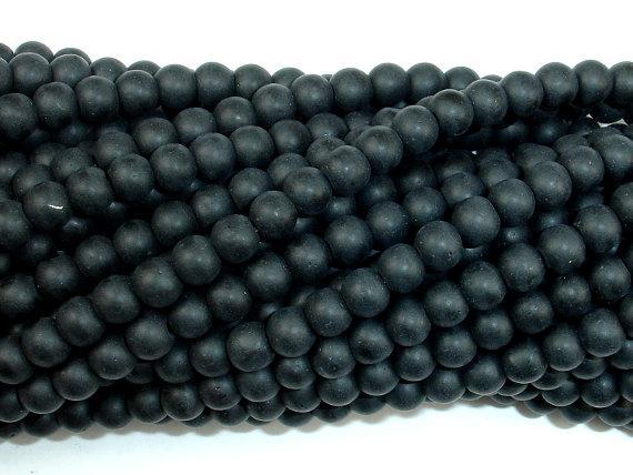 Matte Black Stone, 4.5mm Round Beads-Gems: Round & Faceted-BeadXpert