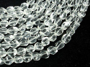 Clear Quartz, (7-8) mm x (9-10) mm Faceted Nugget Beads-Gems: Round & Faceted-BeadXpert